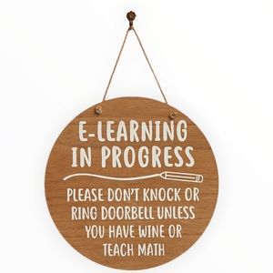 New Humorous E-Learning Wooden Door Hanger Sign